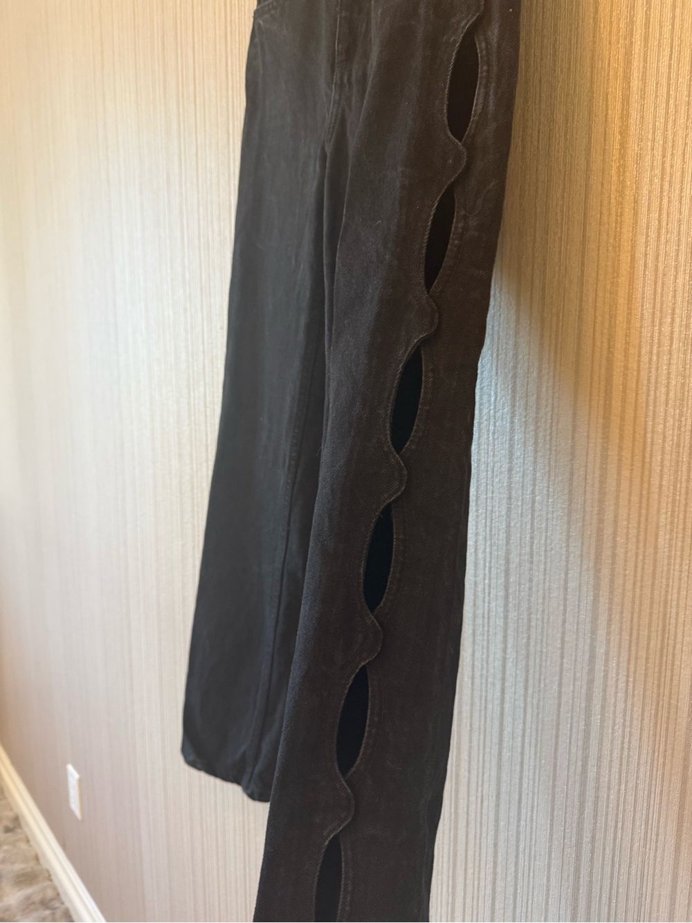 Zara Black Straight Jeans with Scallop Side Cutouts